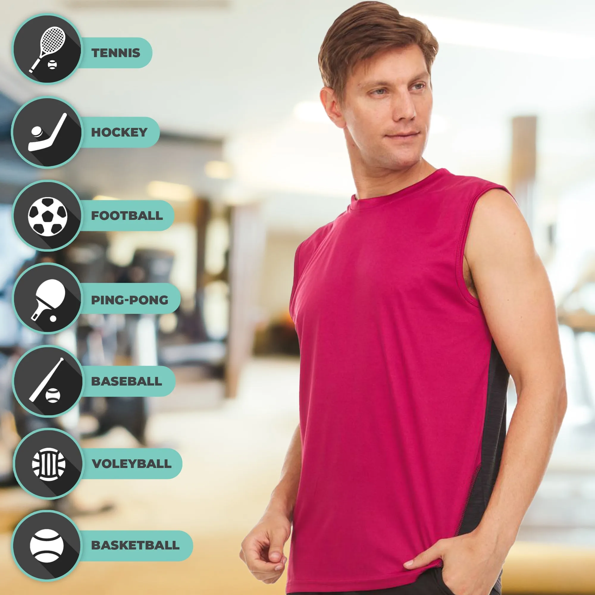 DARESAY Performance Sleeveless Shirts for Men, Dry Fit Muscle Shirts, Athletic Tops for Workout & Active Wear Tees (4 Pack)