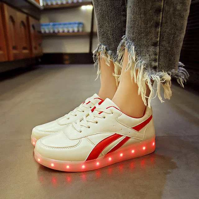 Femme luminous Led shoes Usb Charge lights up Men&Adults colorfull glowing shoe neon casual basket trainers 11 Colors Led shoes