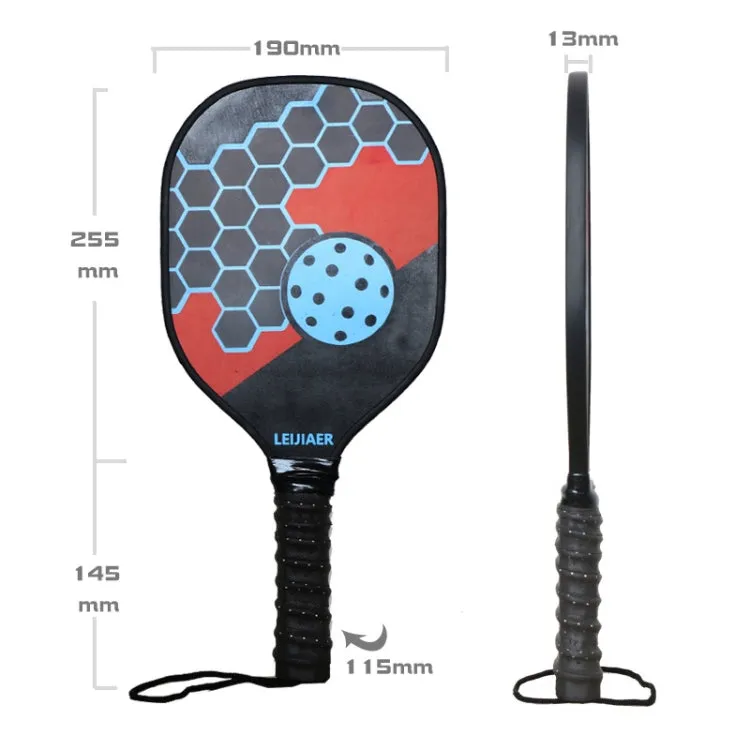 LEIJIAER 1pair Imitation Carbon Wood Pickleball Paddle Set With 2 Balls(Red Green)