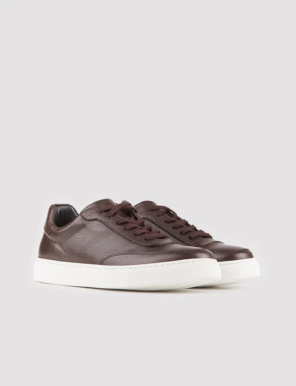 Men Brown Genuine Leather Low Top Lace Up Skate Shoes