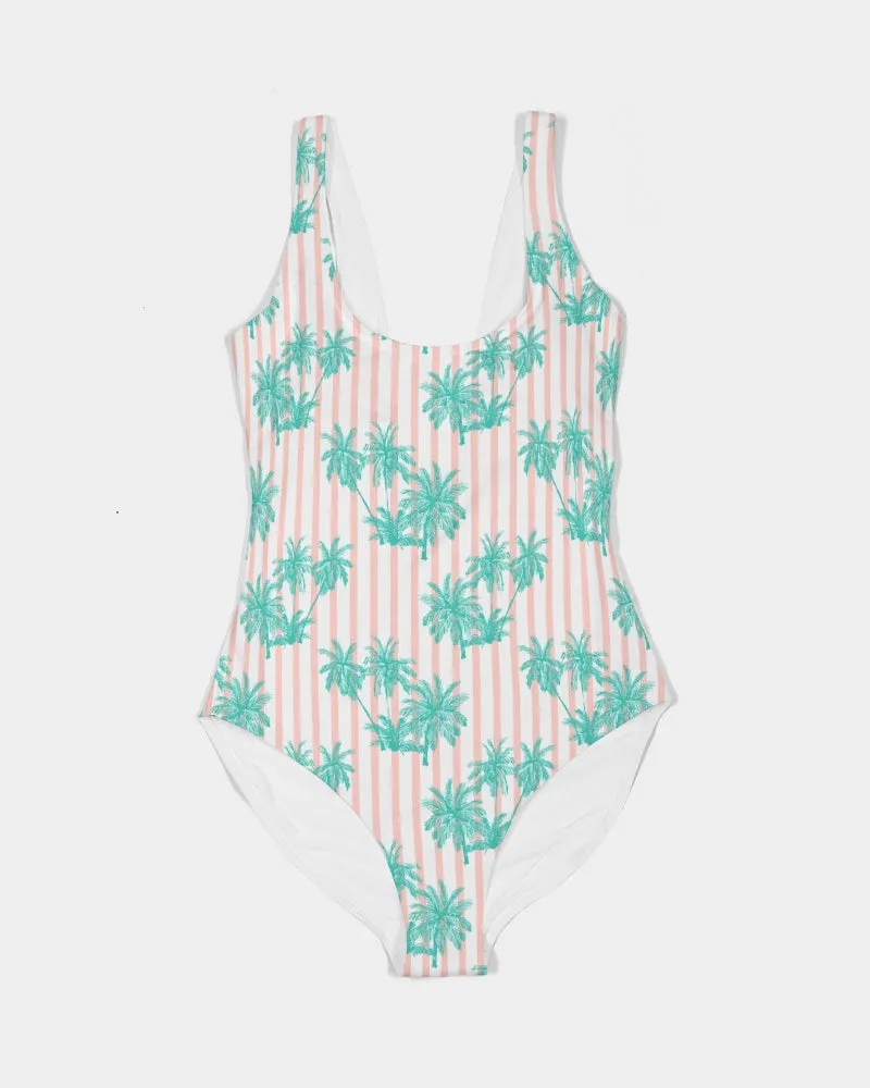 SMF Palm Tree Feminine One-Piece Swimsuit